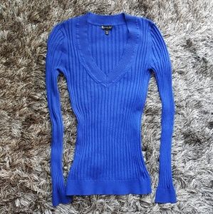 Express blue, V neck ribbed sweater